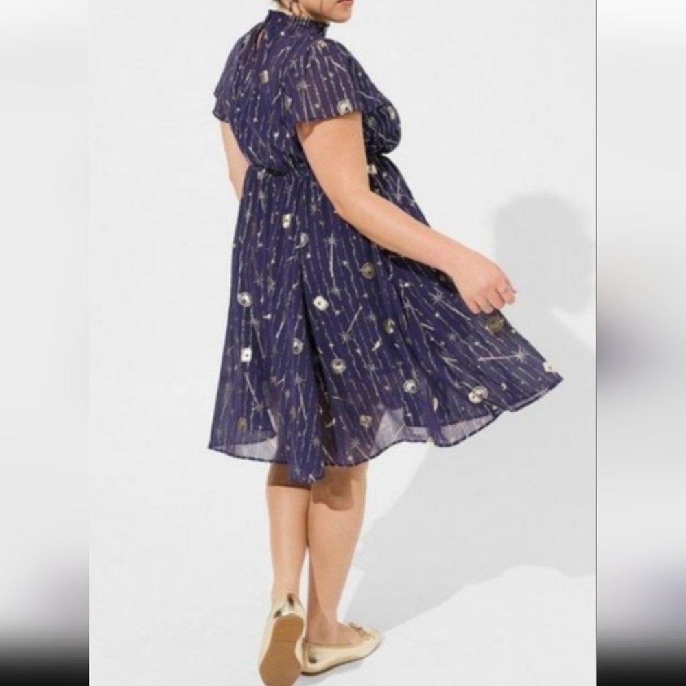 Wizarding World of Harry Potter Torrid Navy and Gold Dress Size 2X
